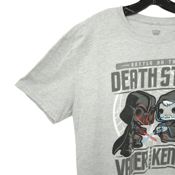 Pop Battle On The Death Star Vader Vs Kenobi Tee T Shirt XL  Star Wars Gray Crew - Picture 10 of 15